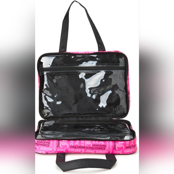 Juicy Couture FuchsiatBlack Logo Print Toiletry/cosmetic Bag. New - Picture 4 of 7